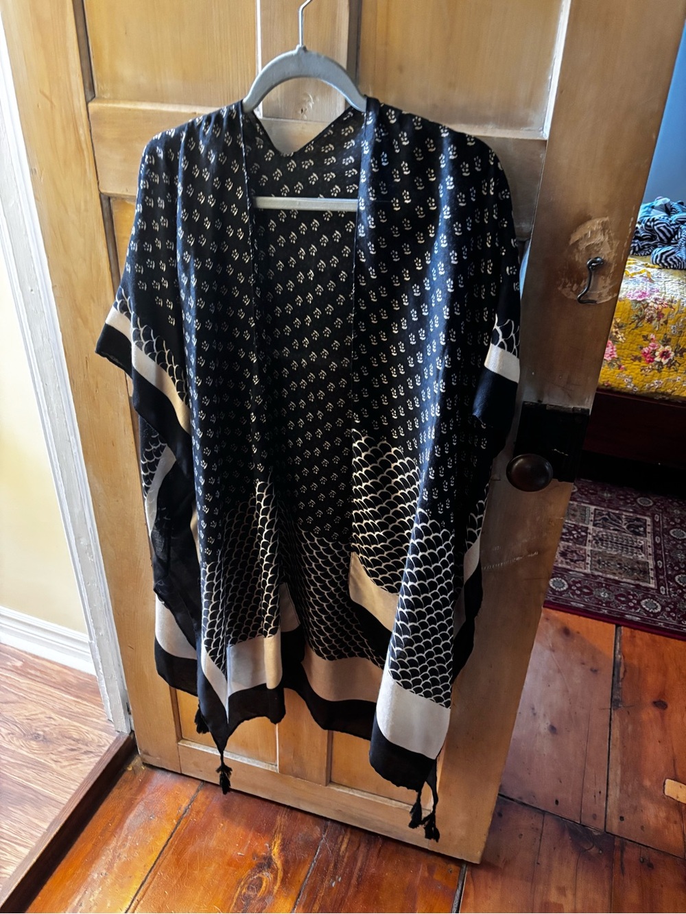 Black & White Patterned Open Kimono